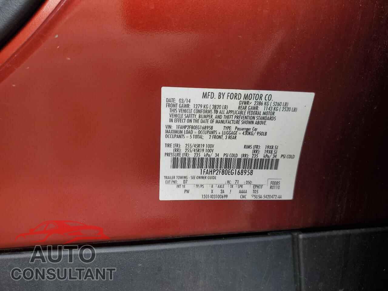 FORD TAURUS 2014 - 1FAHP2F80EG168958