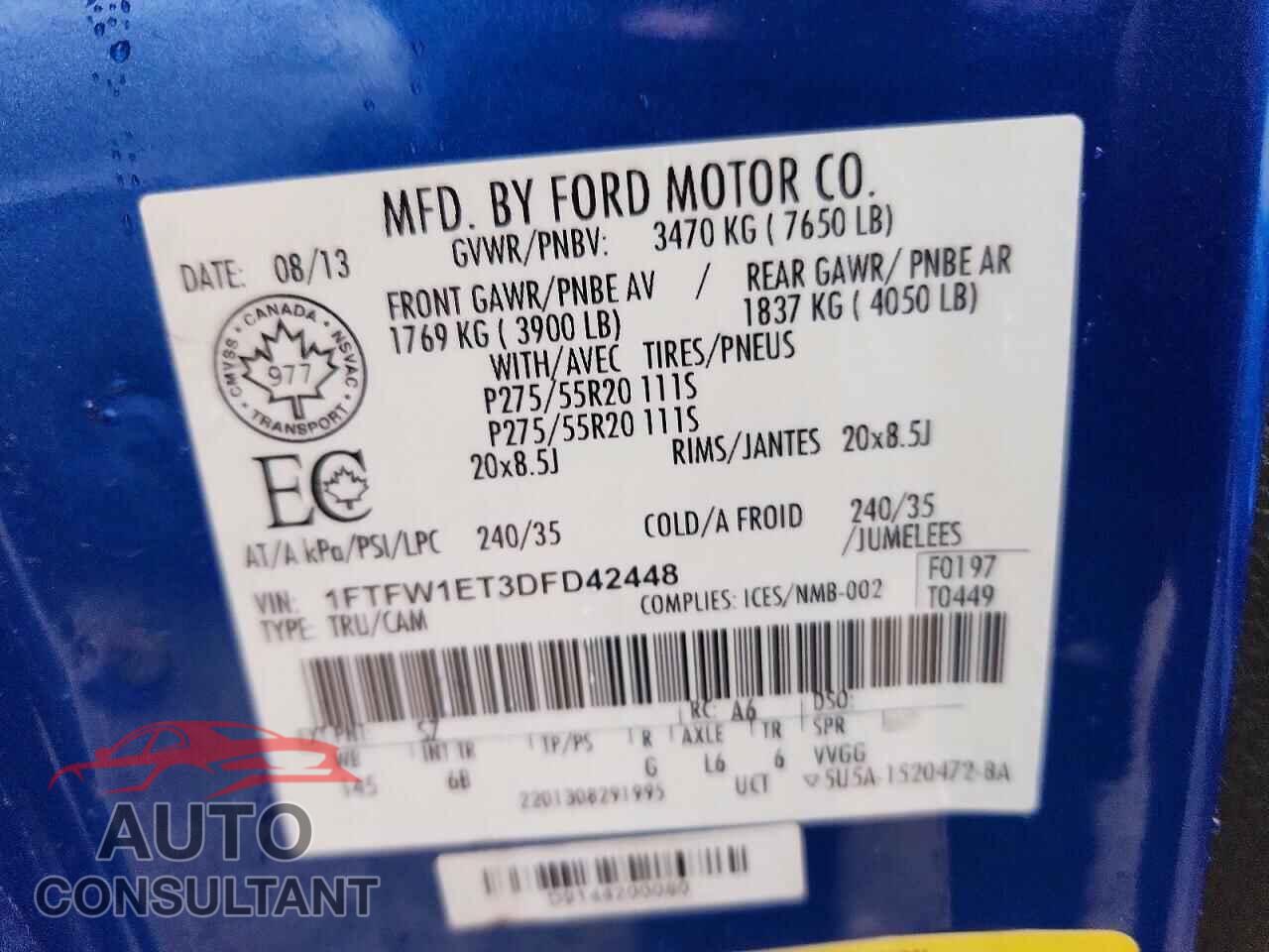 FORD F150 2013 - 1FTFW1ET3DFD42448