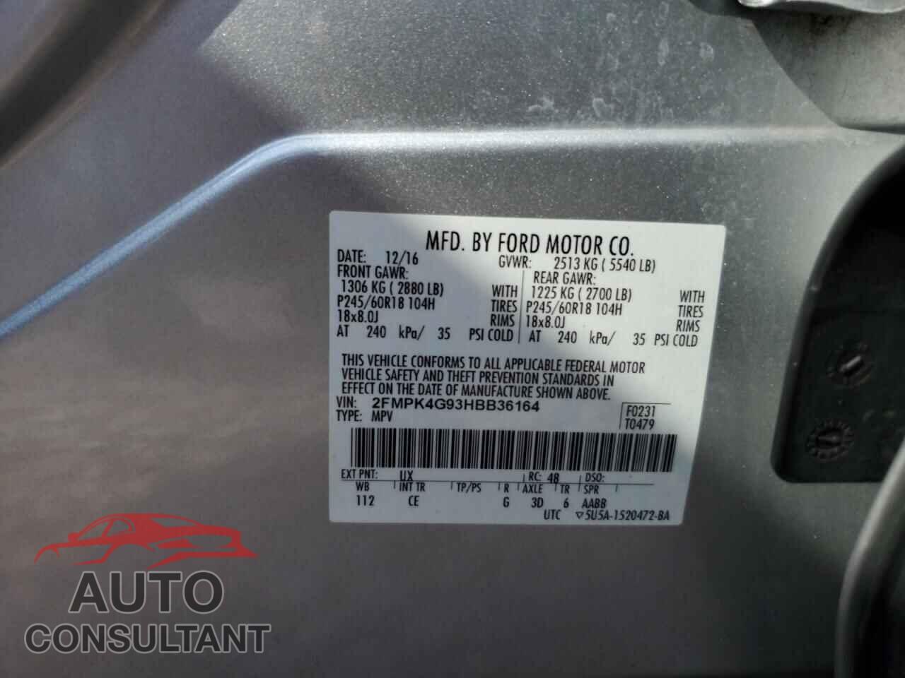 FORD EDGE 2017 - 2FMPK4G93HBB36164