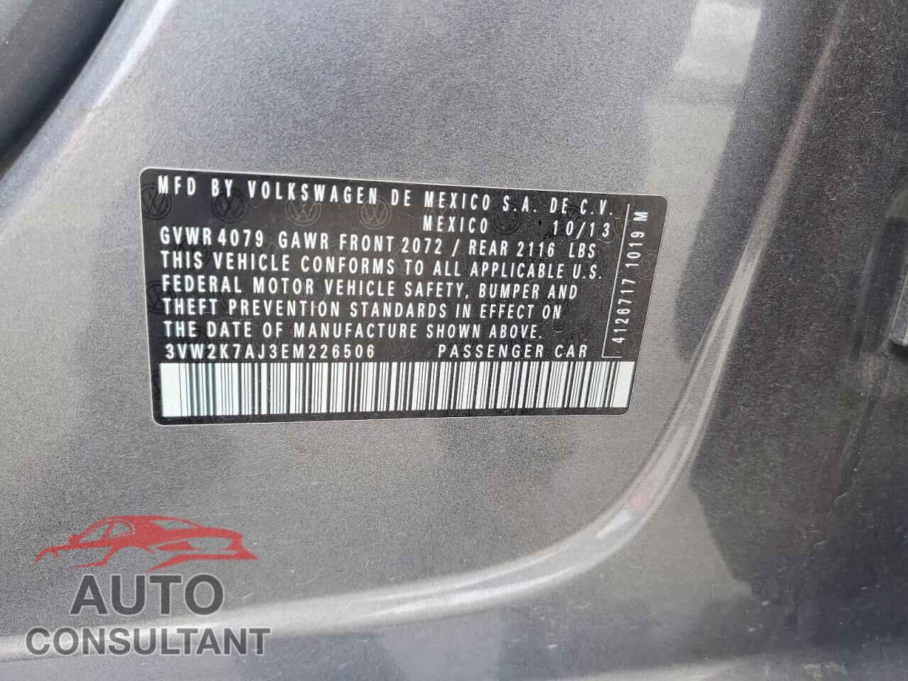 VOLKSWAGEN JETTA 2014 - 3VW2K7AJ3EM226506