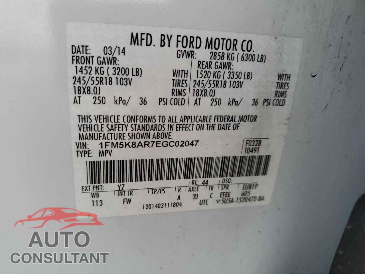 FORD EXPLORER 2014 - 1FM5K8AR7EGC02047
