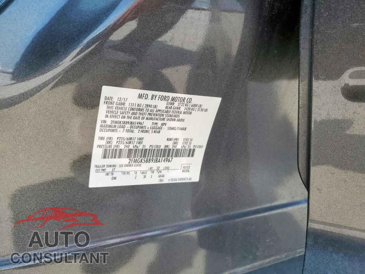 FORD FLEX 2018 - 2FMGK5B89JBA14967