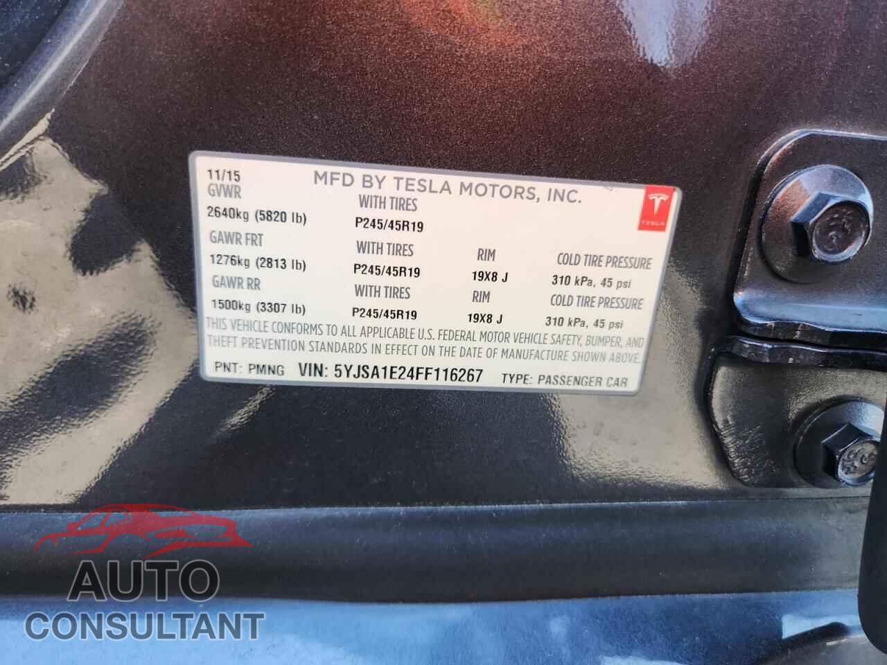 TESLA MODEL S 2015 - 5YJSA1E24FF116267