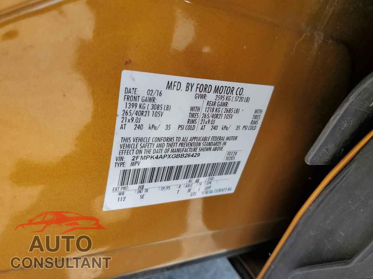 FORD EDGE 2016 - 2FMPK4APXGBB26429