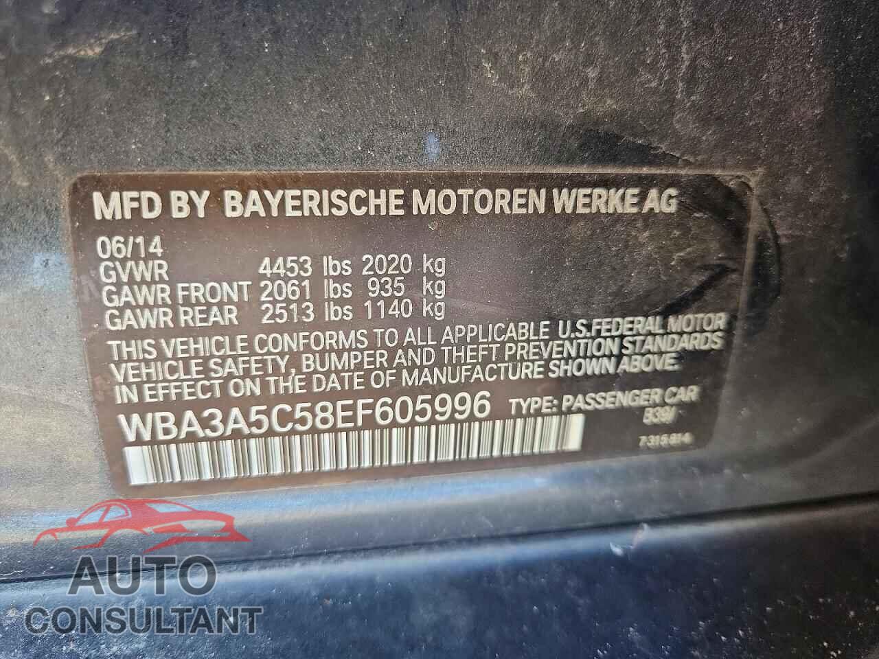 BMW 3 SERIES 2014 - WBA3A5C58EF605996