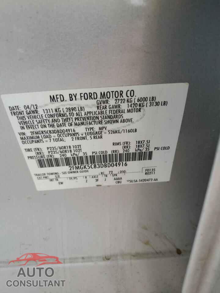 FORD FLEX 2013 - 2FMGK5C83DBD04916