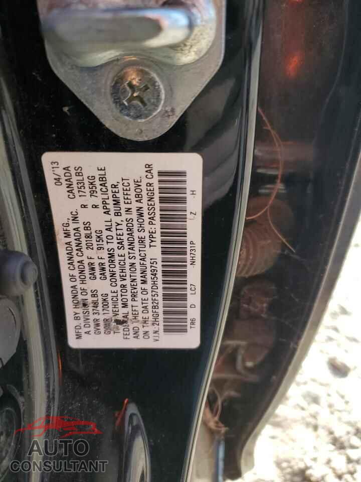 HONDA CIVIC 2013 - 2HGFB2F57DH549751