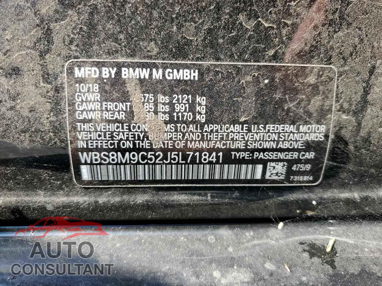 BMW M3 2018 - WBS8M9C52J5L71841