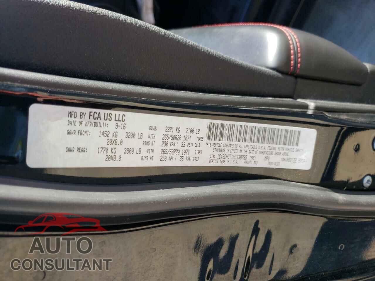 DODGE DURANGO 2017 - 1C4SDHCT1HC638785