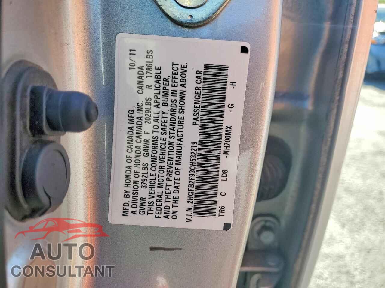 HONDA CIVIC 2012 - 2HGFB2F93CH532219