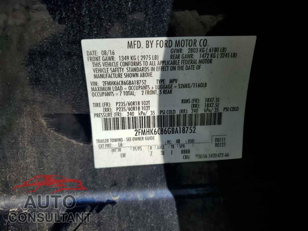 FORD FLEX 2016 - 2FMHK6C86GBA18752