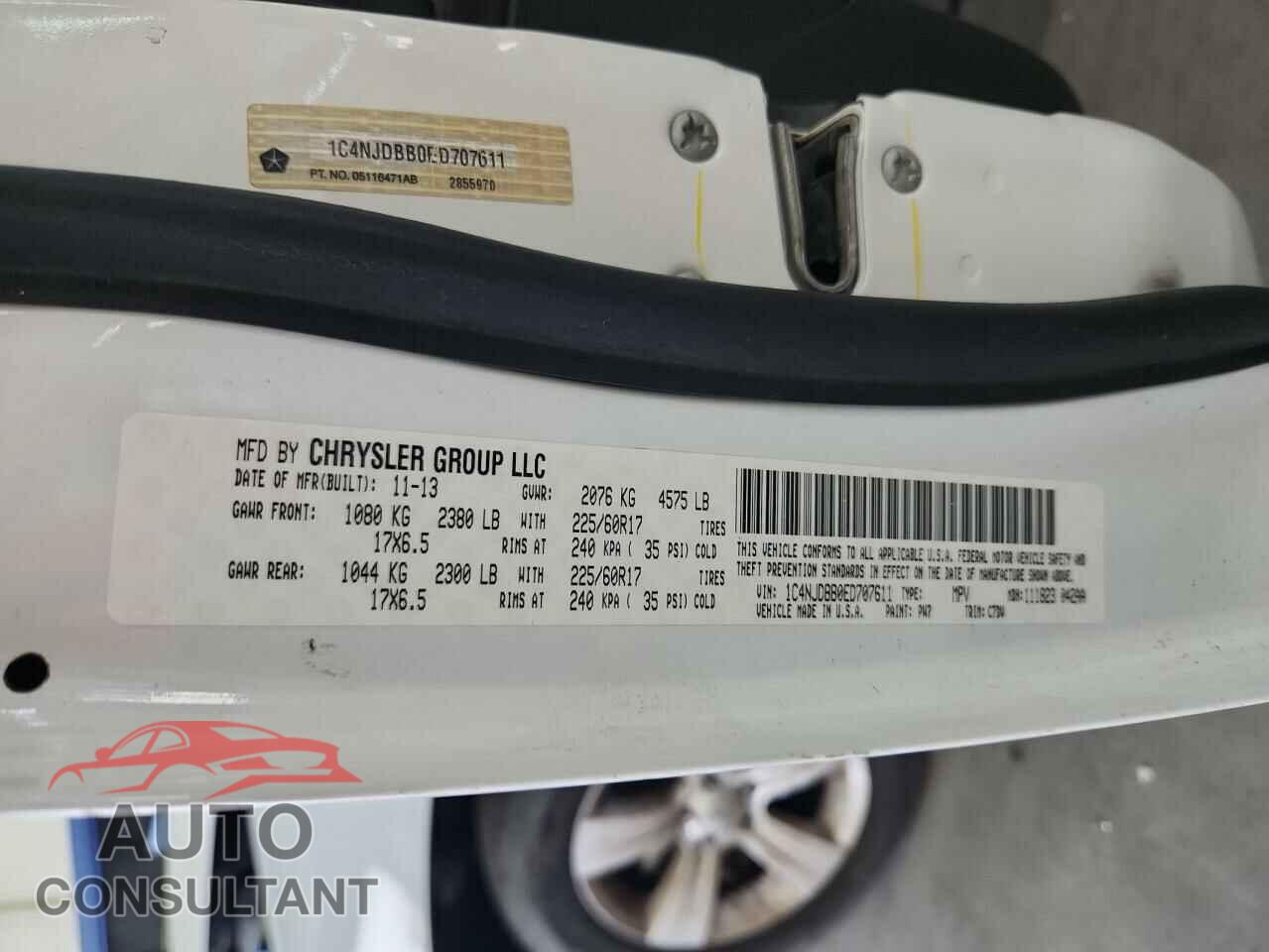JEEP COMPASS 2014 - 1C4NJDBB0ED707611