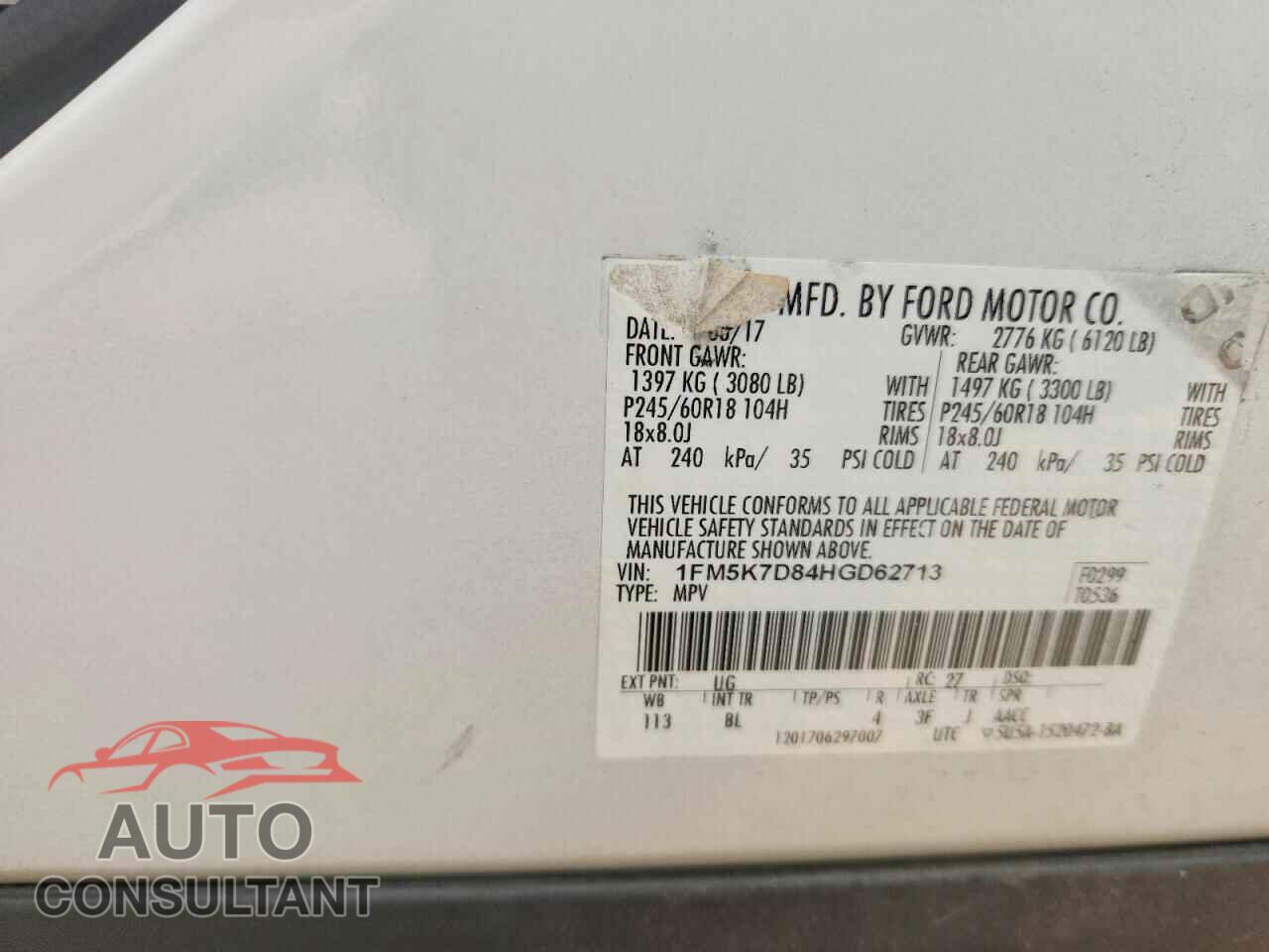 FORD EXPLORER 2017 - 1FM5K7D84HGD62713