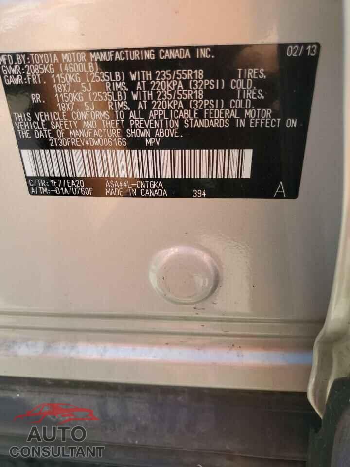 TOYOTA RAV4 2013 - 2T3DFREV4DW006166