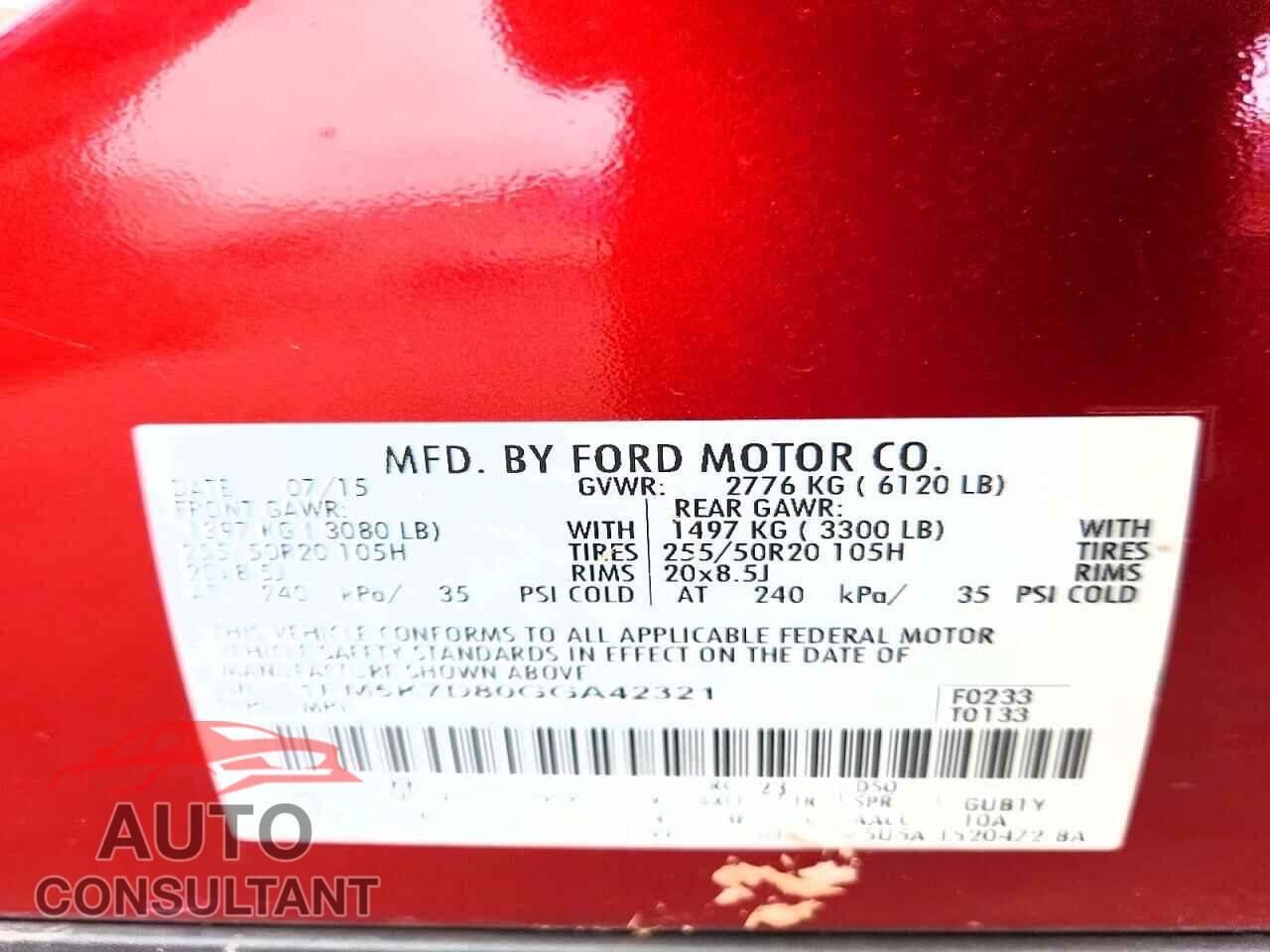 FORD EXPLORER 2016 - 1FM5K7D80GGA42321