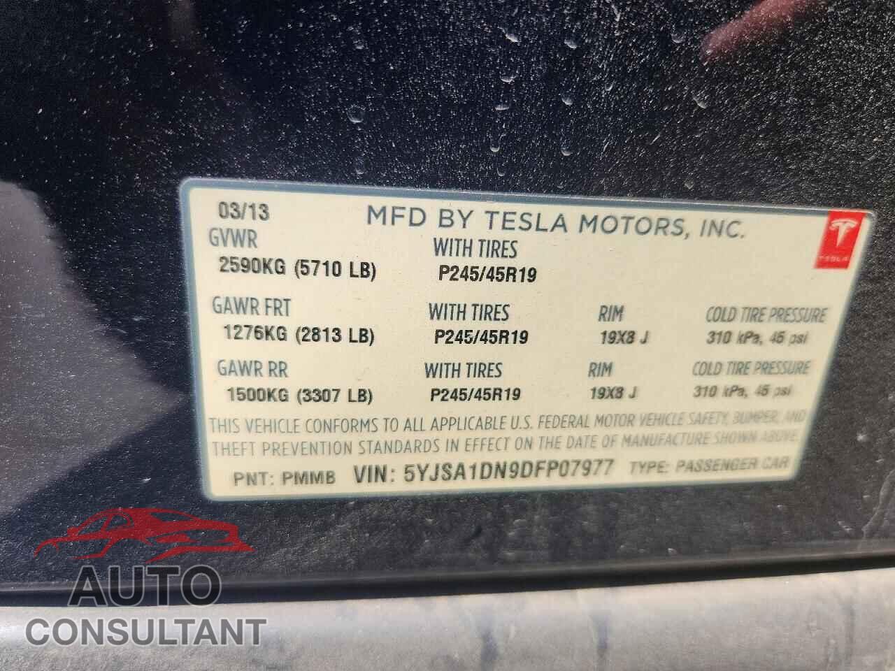 TESLA MODEL S 2013 - 5YJSA1DN9DFP07977