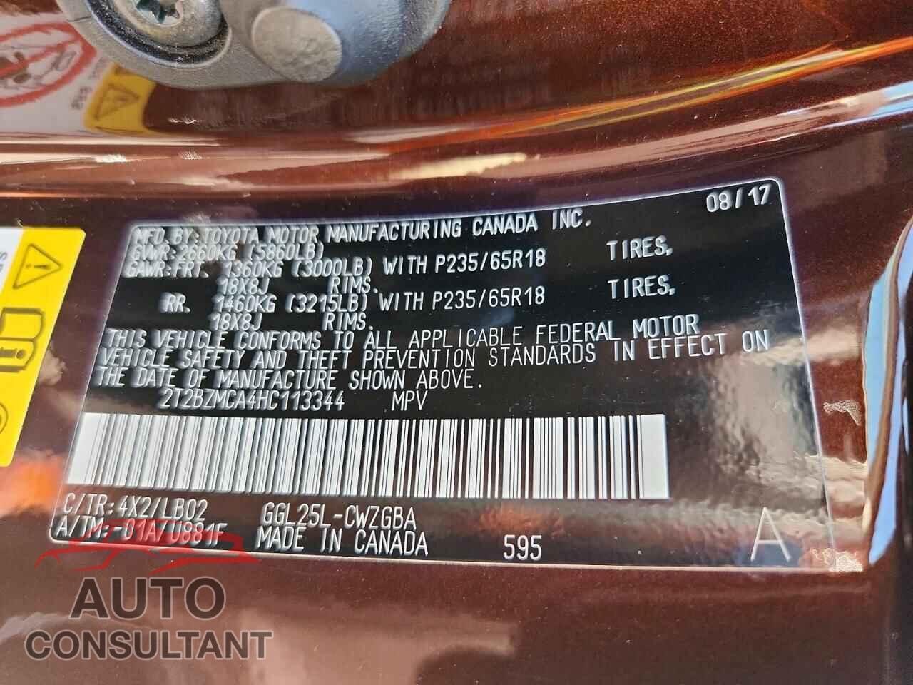 LEXUS RX350 2017 - 2T2BZMCA4HC113344