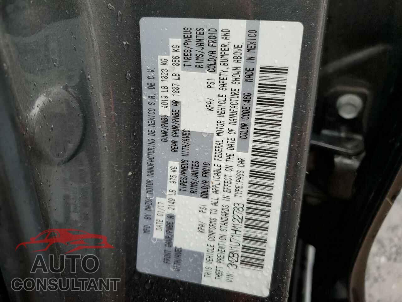 MAZDA 3 2017 - 3MZBN1U71HM122783