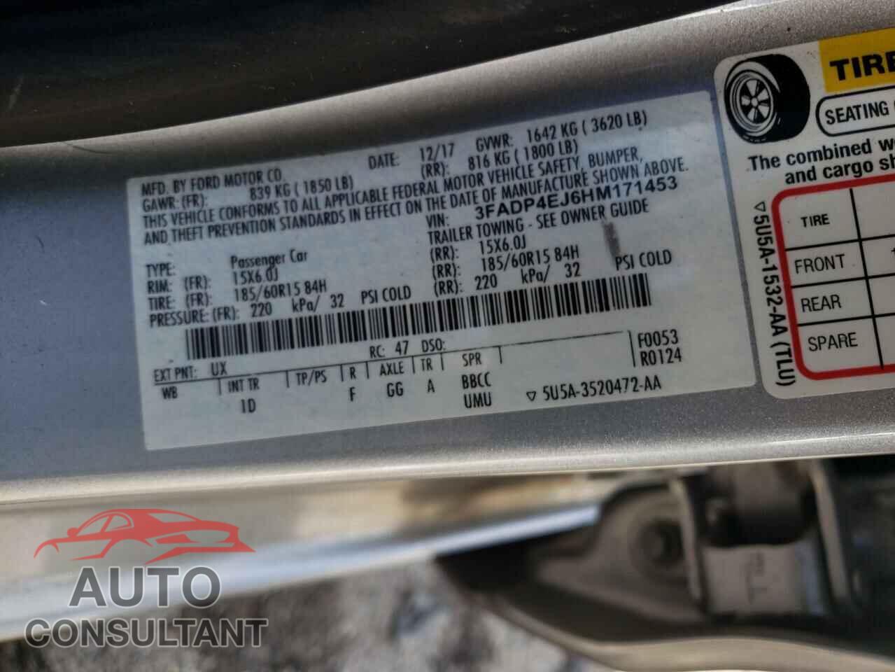 FORD FIESTA 2017 - 3FADP4EJ6HM171453