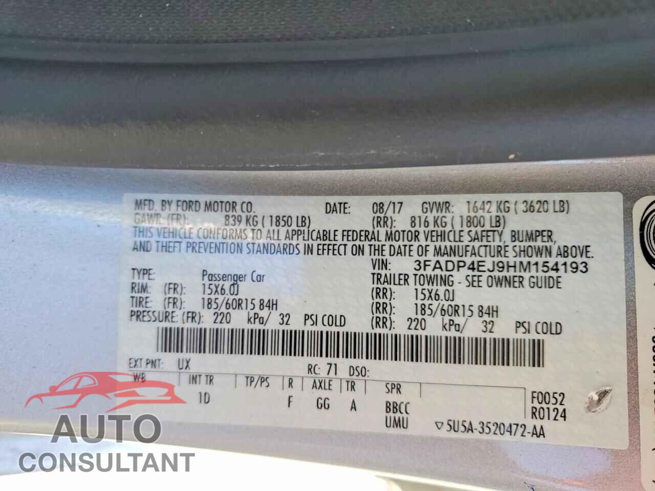 FORD FIESTA 2017 - 3FADP4EJ9HM154193
