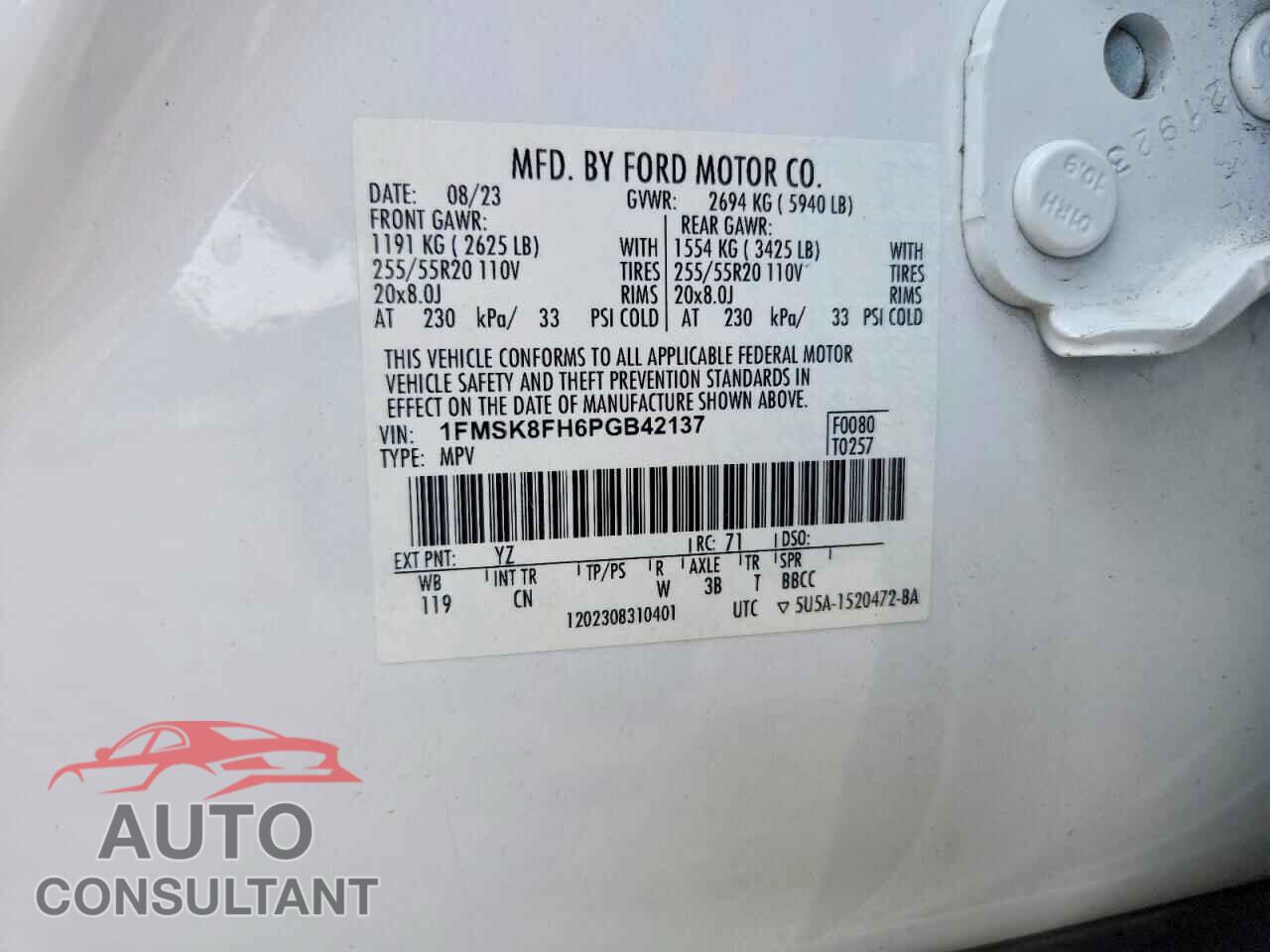 FORD EXPLORER 2023 - 1FMSK8FH6PGB42137