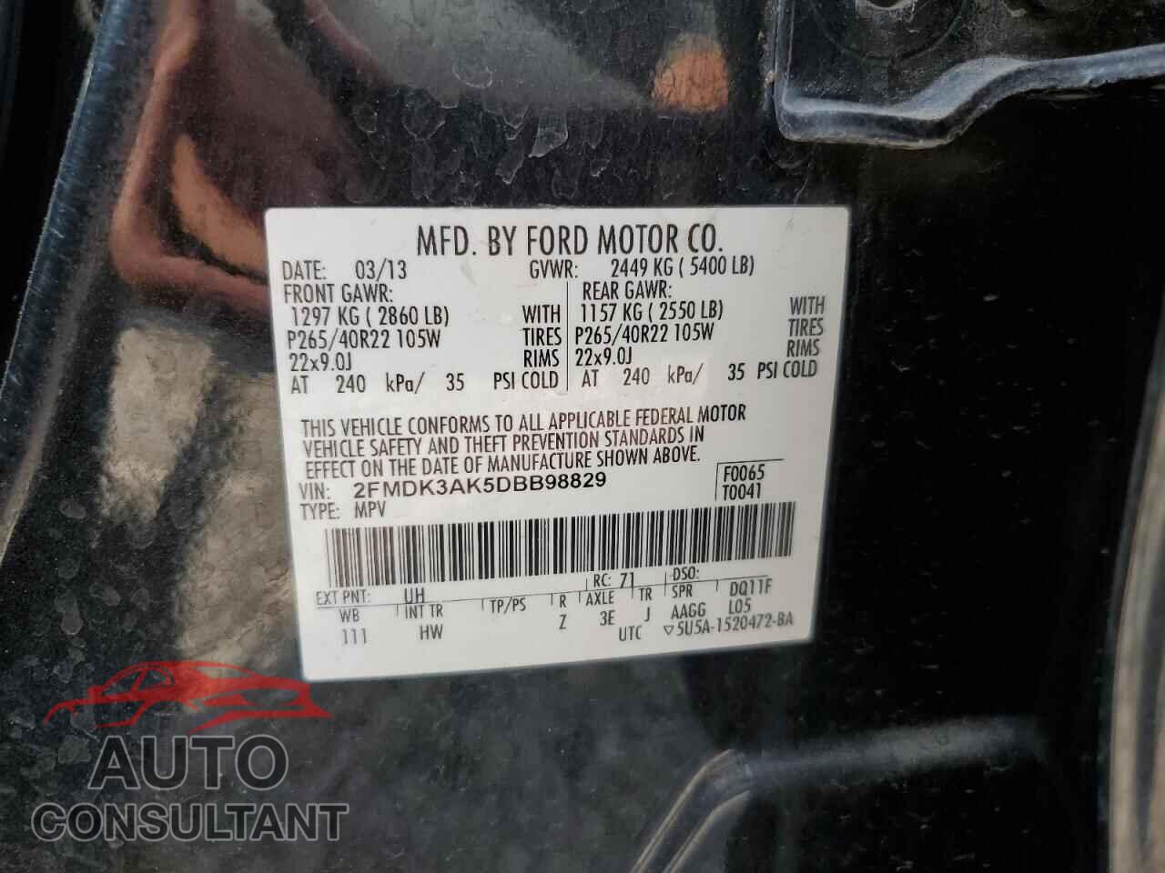 FORD EDGE 2013 - 2FMDK3AK5DBB98829