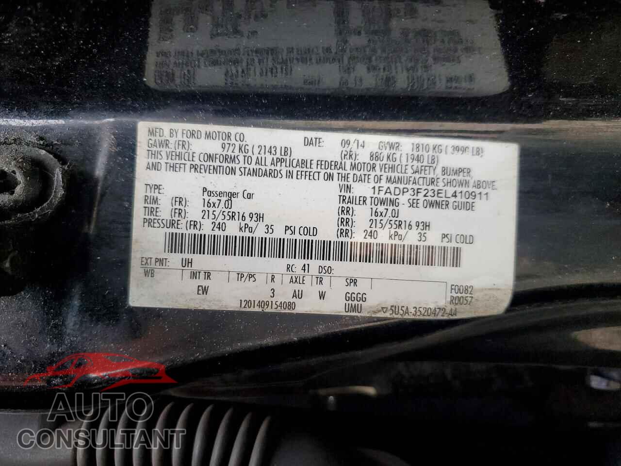 FORD FOCUS 2014 - 1FADP3F23EL410911