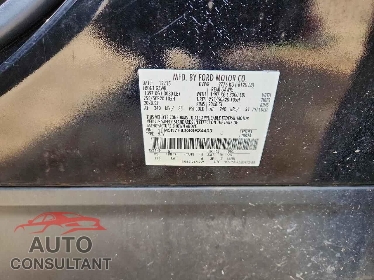 FORD EXPLORER 2016 - 1FM5K7F83GGB84403