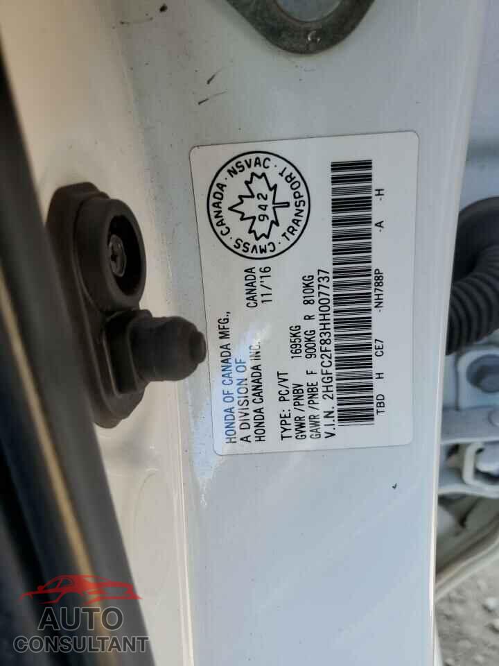 HONDA CIVIC 2017 - 2HGFC2F83HH007737