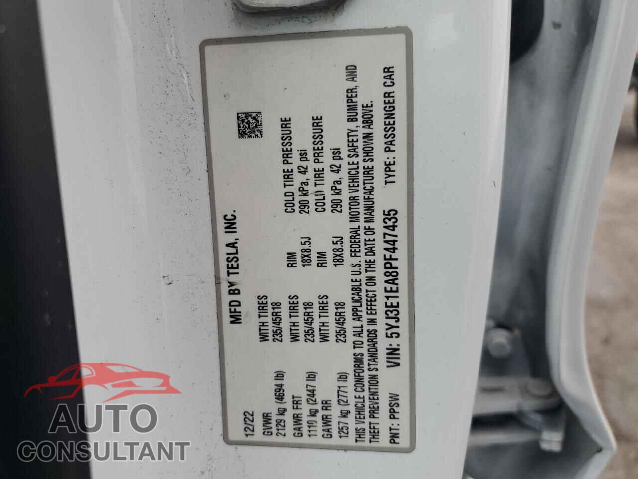 TESLA MODEL 3 2023 - 5YJ3E1EA8PF447435
