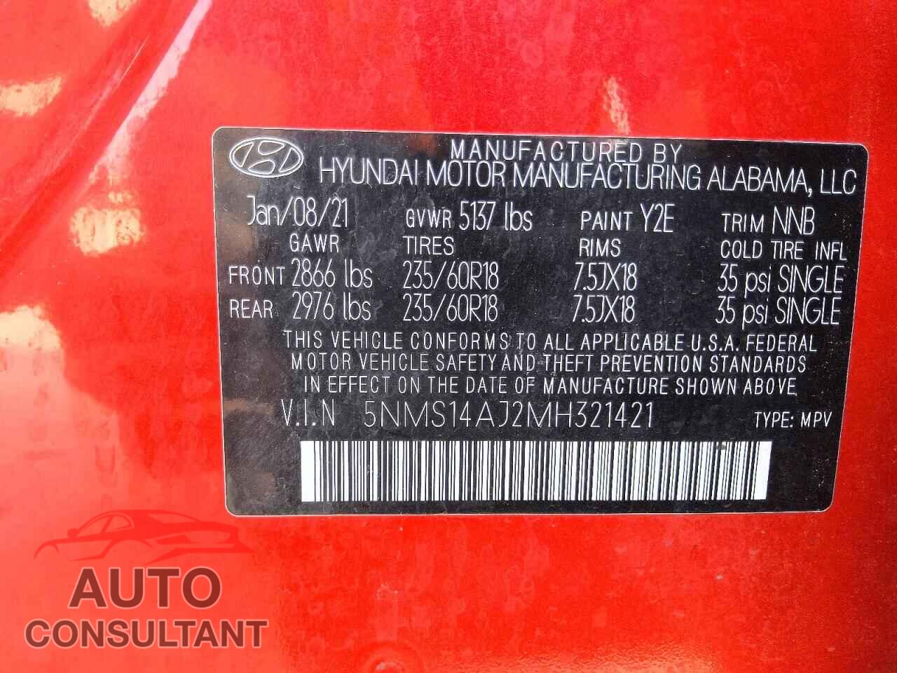 HYUNDAI SANTA FE 2021 - 5NMS14AJ2MH321421