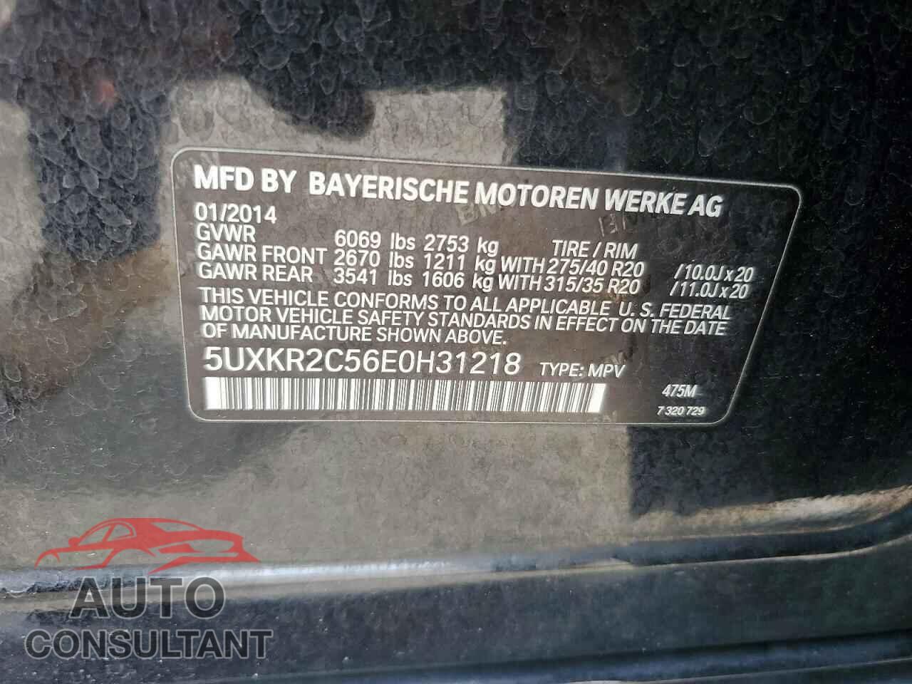 BMW X5 2014 - 5UXKR2C56E0H31218