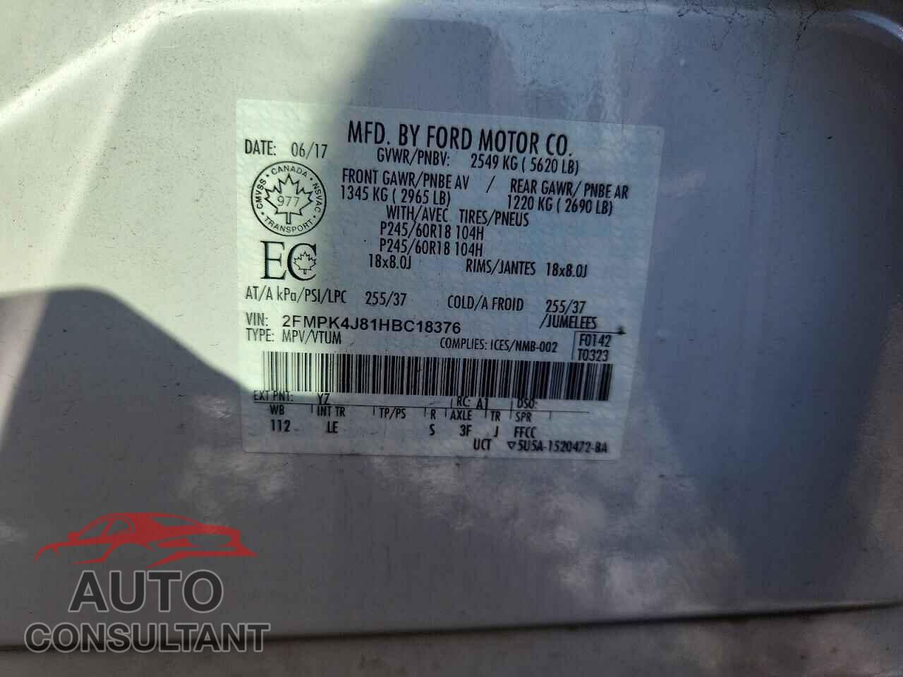 FORD EDGE 2017 - 2FMPK4J81HBC18376