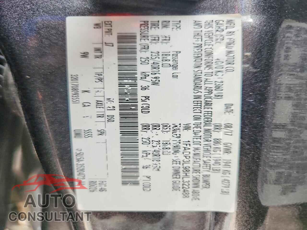 FORD FOCUS 2017 - 1FADP3L98HL322488