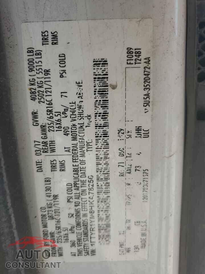 FORD TRANSIT 2017 - 1FTYR1YM8HKA78256