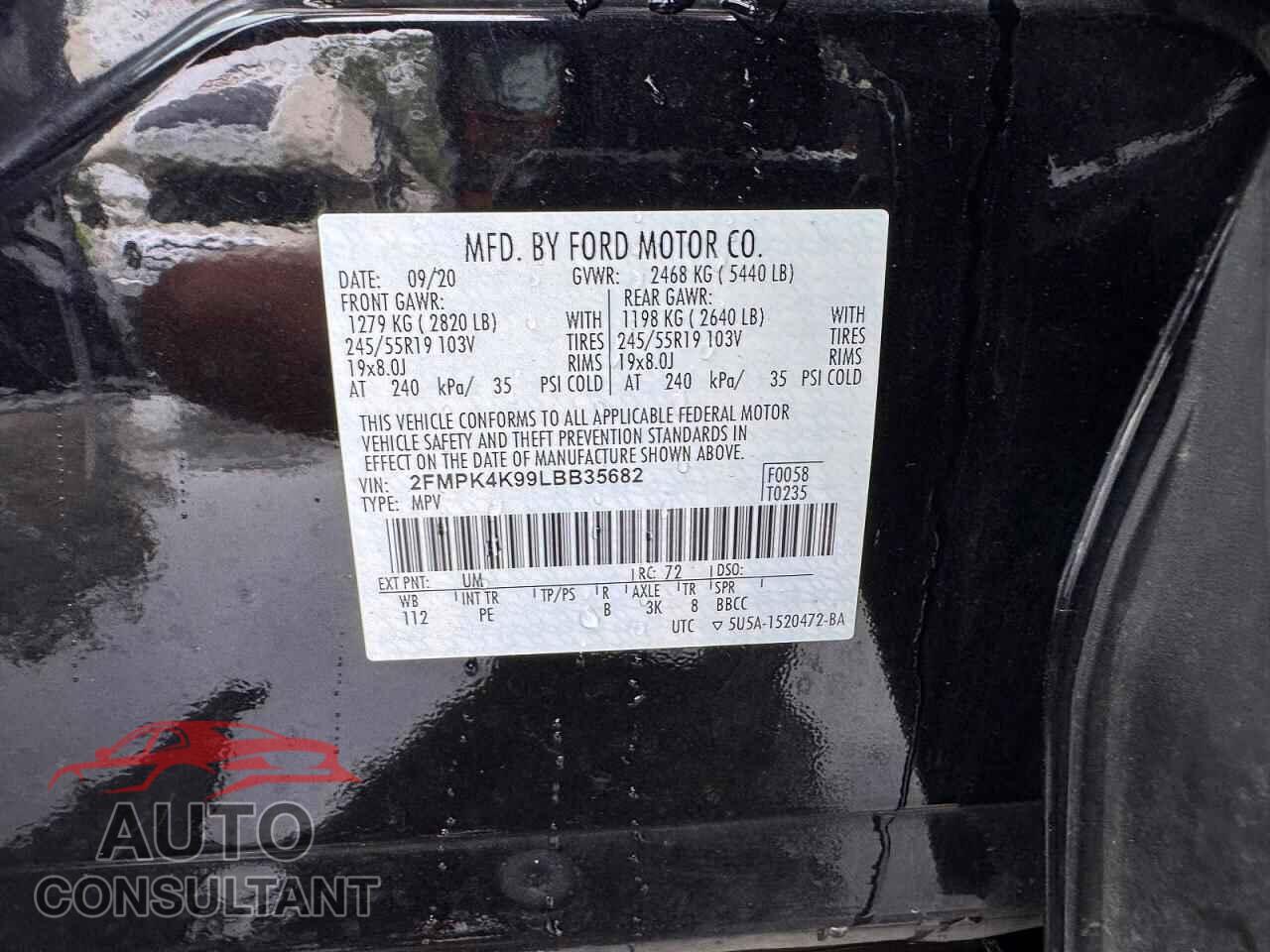 FORD EDGE 2020 - 2FMPK4K99LBB35682