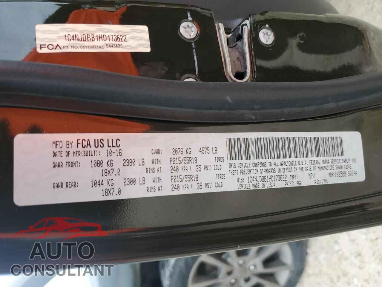 JEEP COMPASS 2017 - 1C4NJDBB1HD173622