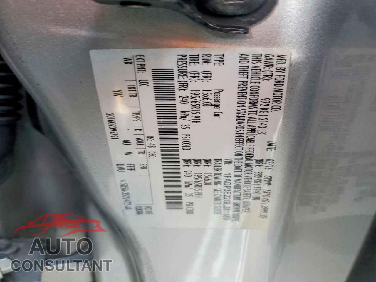 FORD FOCUS 2016 - 1FADP3E22GL281189