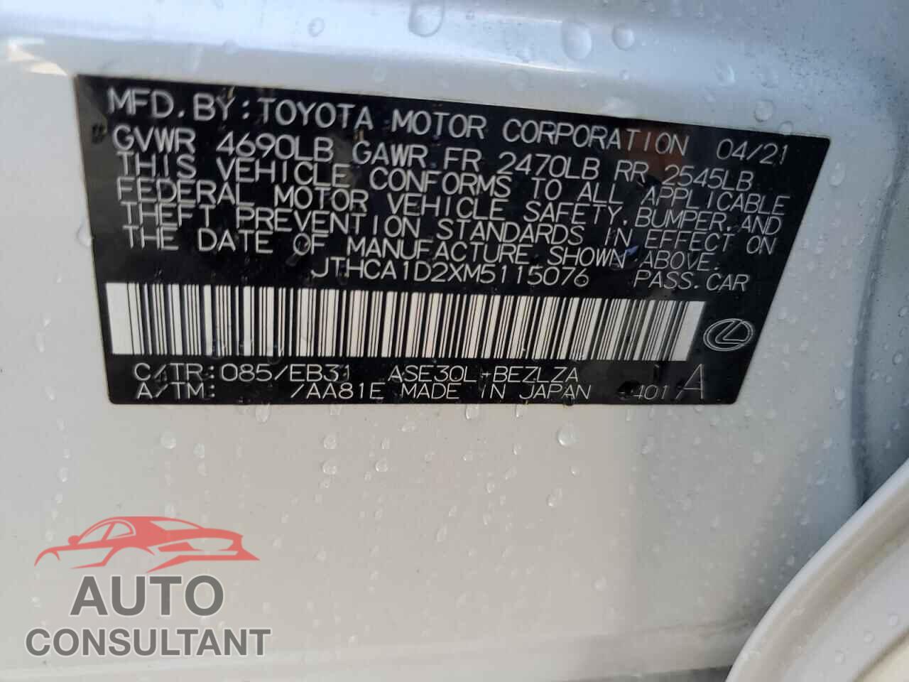 LEXUS IS 2021 - JTHCA1D2XM5115076