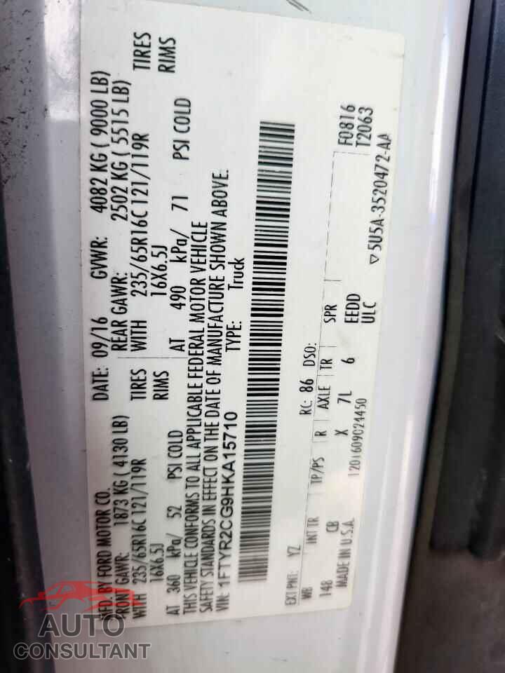 FORD TRANSIT 2017 - 1FTYR2CG9HKA15710