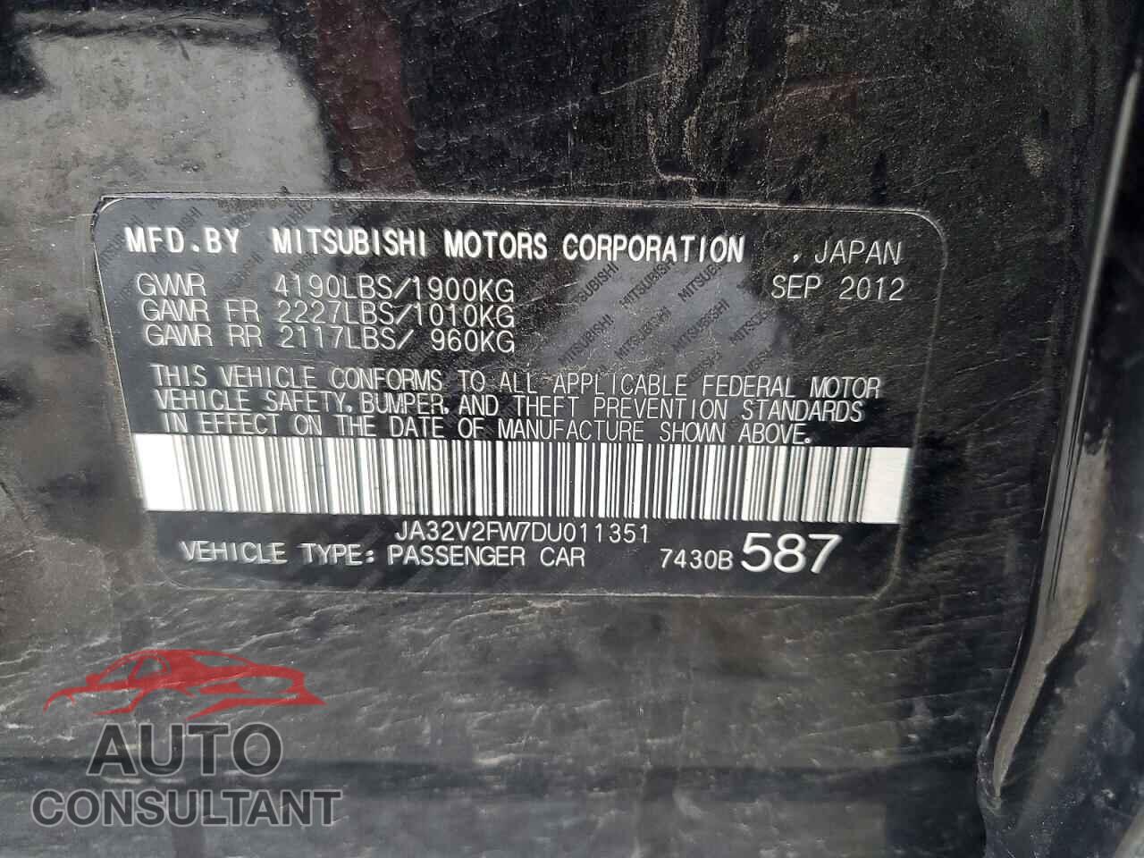 MITSUBISHI LANCER 2013 - JA32V2FW7DU011351