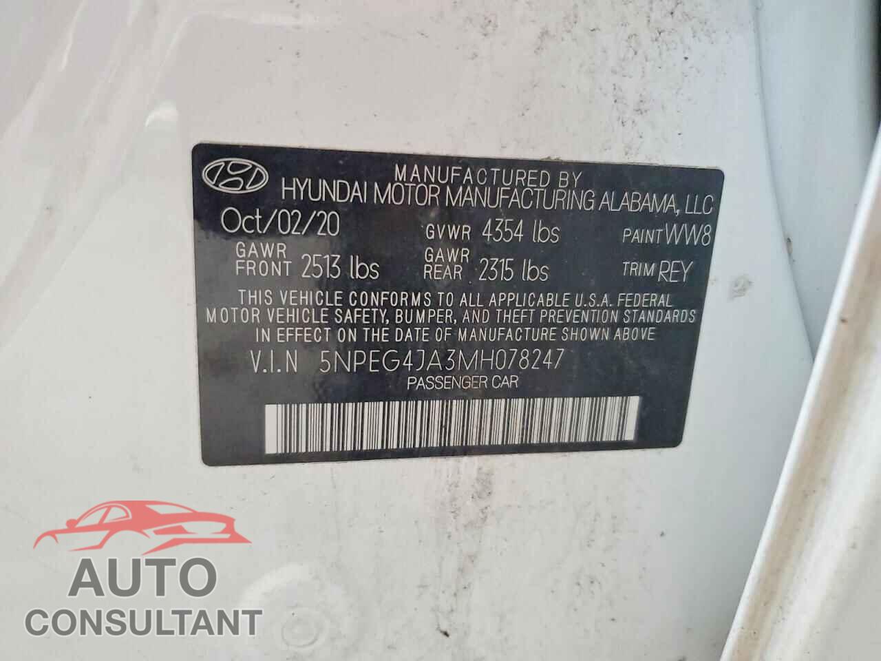 HYUNDAI SONATA 2021 - 5NPEG4JA3MH078247