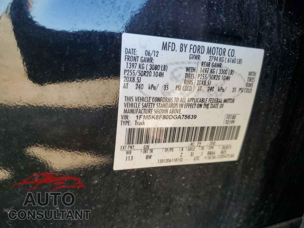 FORD EXPLORER 2013 - 1FM5K8F80DGA75639