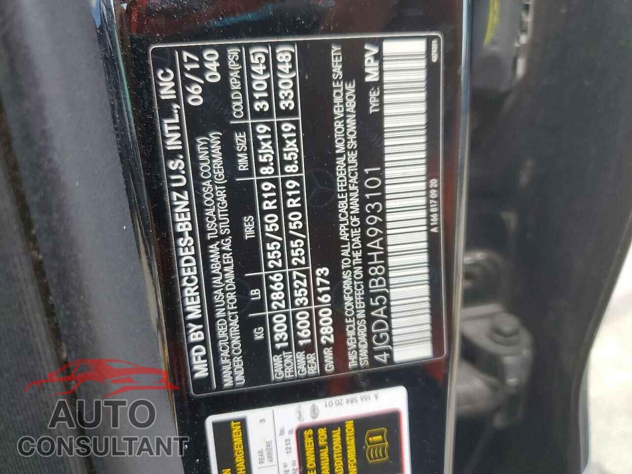 MERCEDES-BENZ GLE-CLASS 2017 - 4JGDA5JB8HA993101