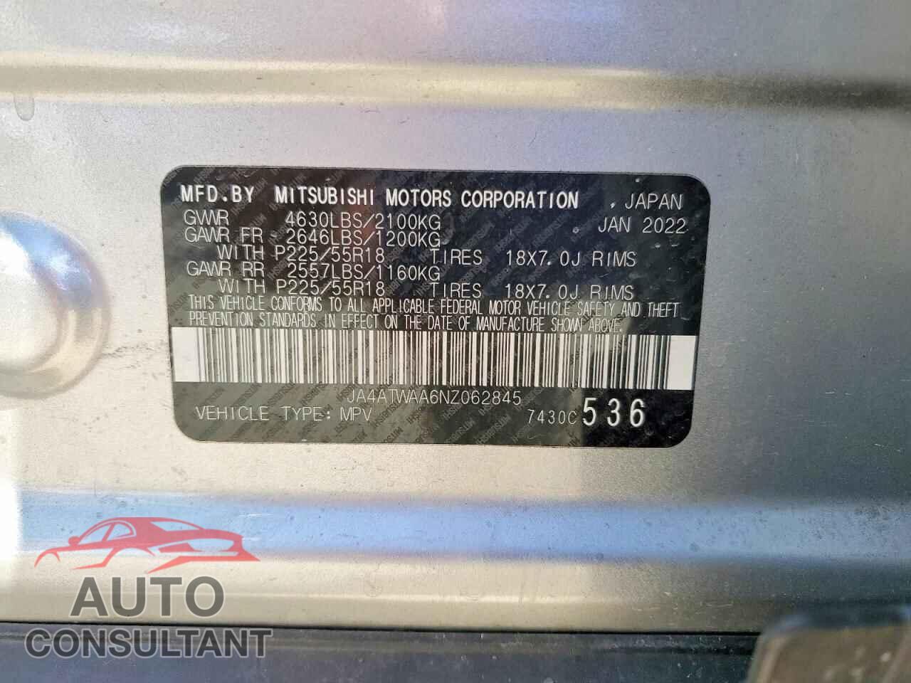 MITSUBISHI ECLIPSE 2022 - JA4ATWAA6NZ062845