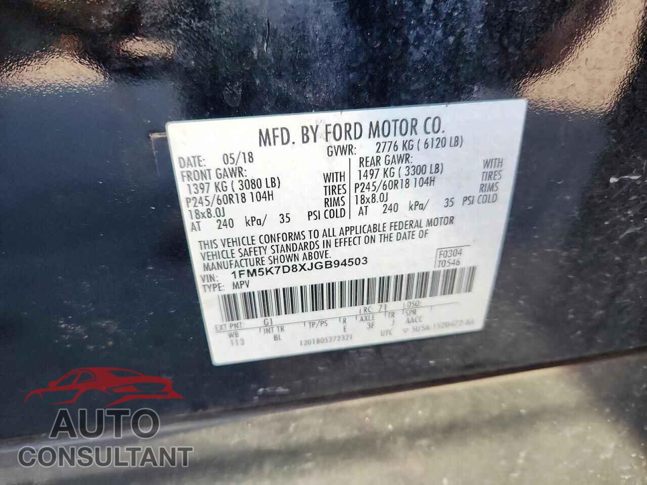 FORD EXPLORER 2018 - 1FM5K7D8XJGB94503