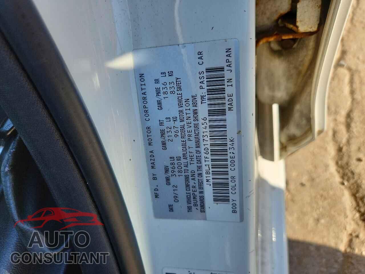 MAZDA 3 2013 - JM1BL1TF6D1731456