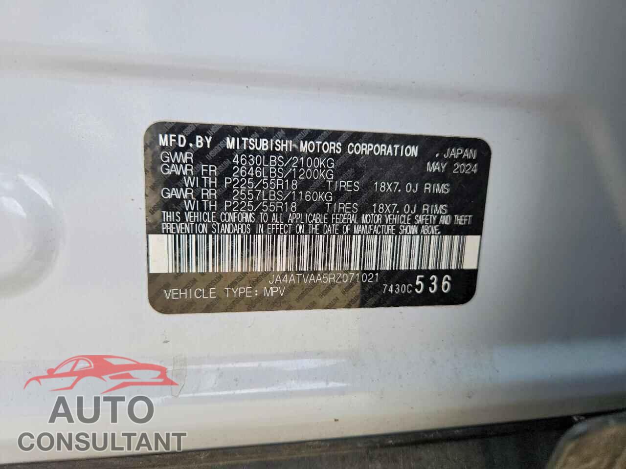 MITSUBISHI ECLIPSE 2024 - JA4ATVAA5RZ071021