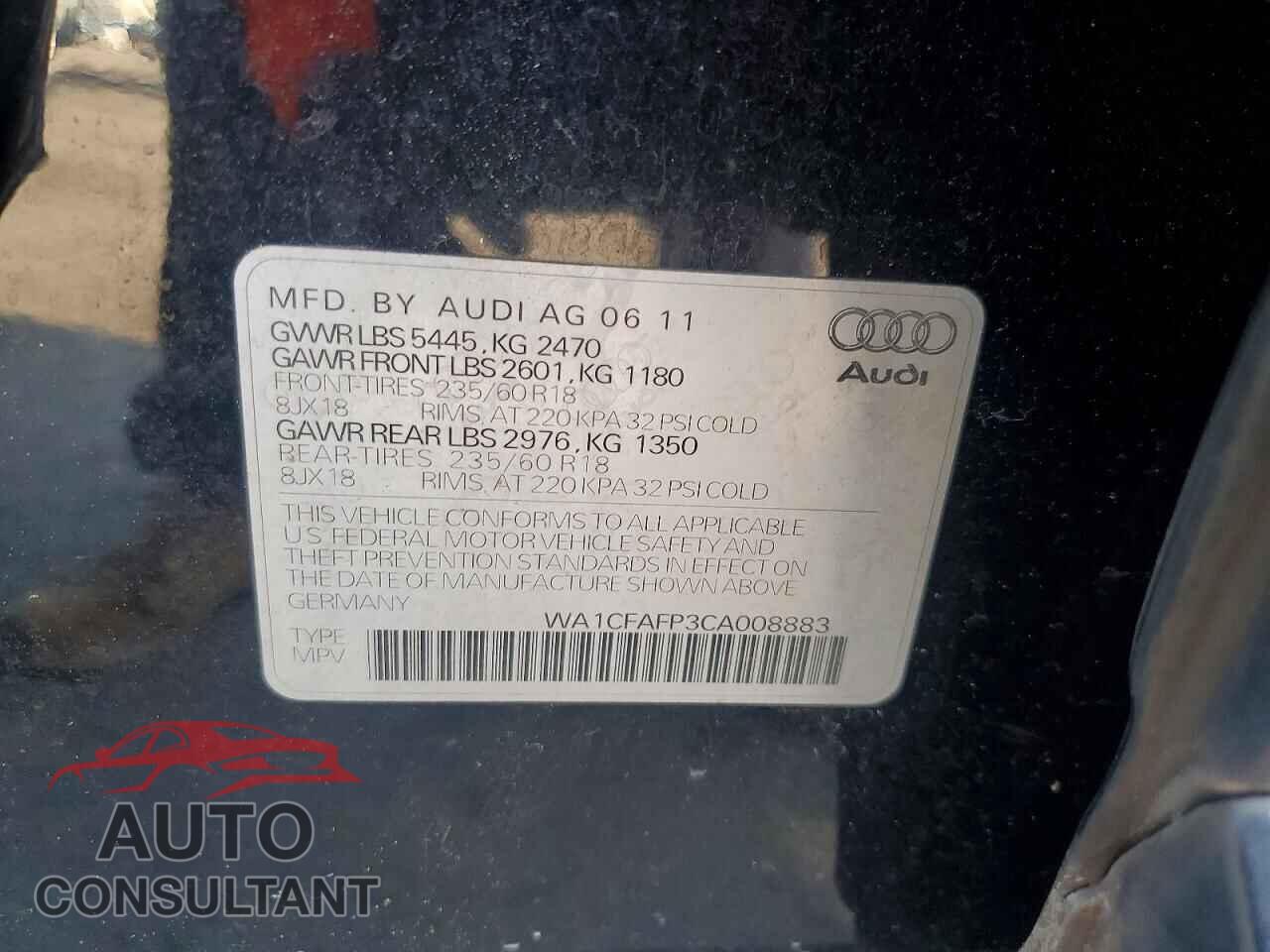 AUDI Q5 2012 - WA1CFAFP3CA008883