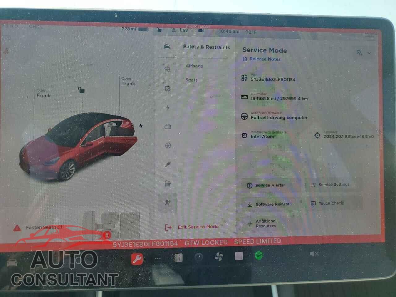 TESLA MODEL 3 2020 - 5YJ3E1EB0LF601154